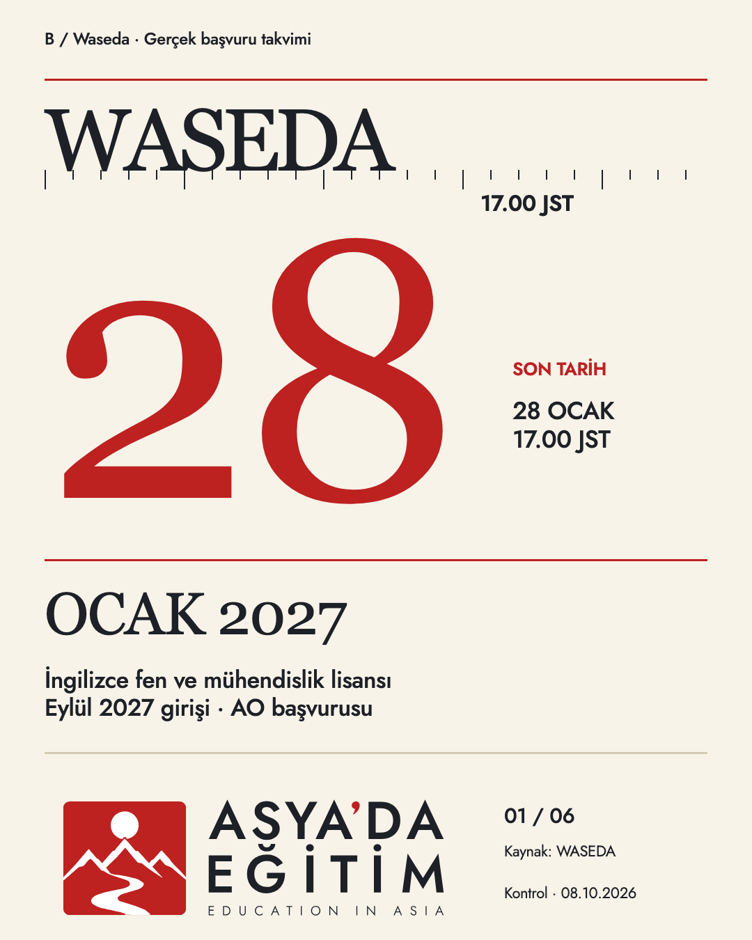 B — Waseda 28 Ocak 2027 markalı kapak